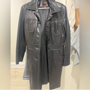 Danier Black Leather Trench Coat